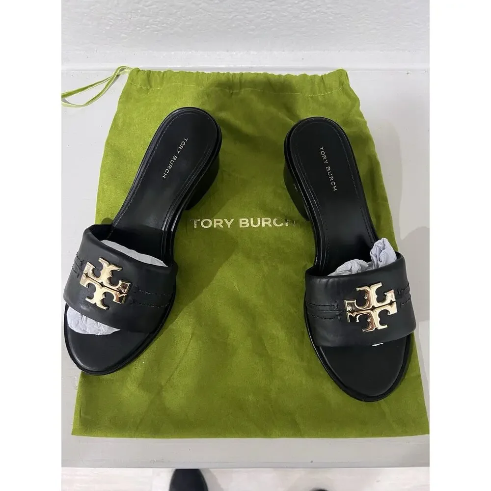 Tory Burch Black and Gold Heels - Picture 7 of 8